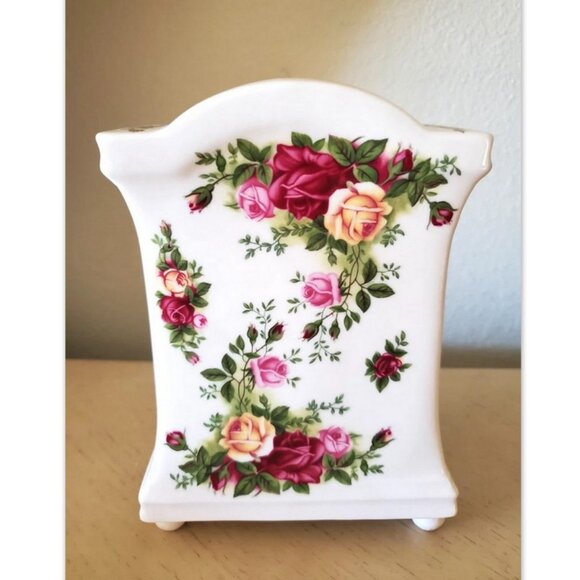 Royal Albert Old Country Roses Quartz Mantle Clock 1962 Desk Shelf Vintage - Picture 6 of 9